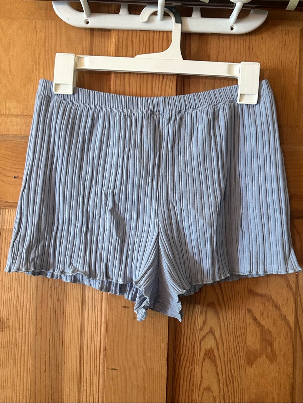 Love Tree Ribbed Light Blue Shorts